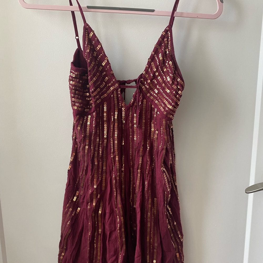 Free People maroon sparkly dress